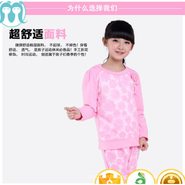 kids clothes set girls jacket pant suits Embroidery flower set for girls design